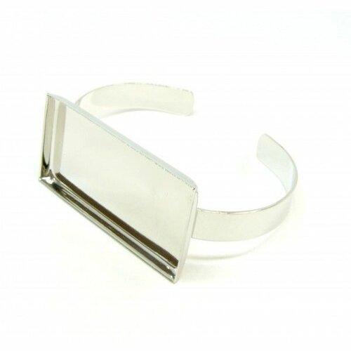 Bn119375 pax 1 support de bracelet rectangle  25 par 50mm laiton finition argent platine rhodié