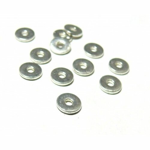 Ps11101075 pax 50 perles intercalaires, rondelle métal coloris argent platine