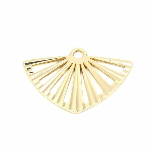 Ps110221670 pax 4 estampes pendentif filigrane eventail 25mm métal couleur doré