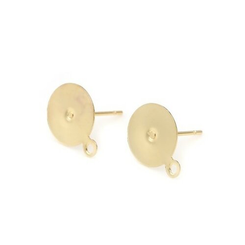 Ps11714694 pax 10 supports de boucle d'oreille puce 5mm avec attache en acier inoxydable coloris doré et embouts plastique