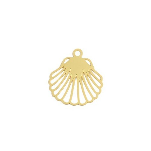 Ps110216699 pax de 10 estampes pendentif coquille saint jacques eventail 13mm métal couleur doré