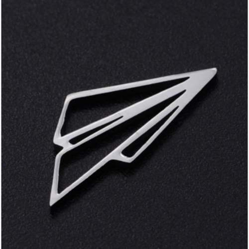 Ps11869405 pax 2 pendentifs - avion origami 20 mm - finition argenté en acier inoxydable 304- pour bijoux raffinés