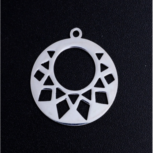 Ps11873486 pax 2 pendentifs forme géométrique - 20 mm - argenté en acier inoxydable 201