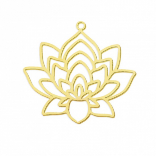 Ps11846896 pax 1 pendentif fleur de lotus, yoga 33 mm - doré en acier inoxydable 304