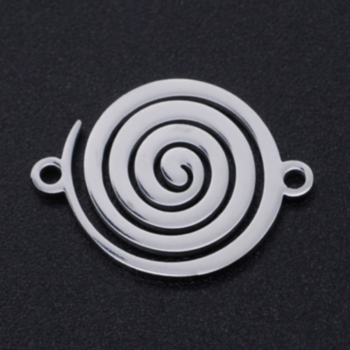 Ps11871135 pax 2 pendentifs, connecteurs spirale 18mm en acier inoxydable  201 finition argenté