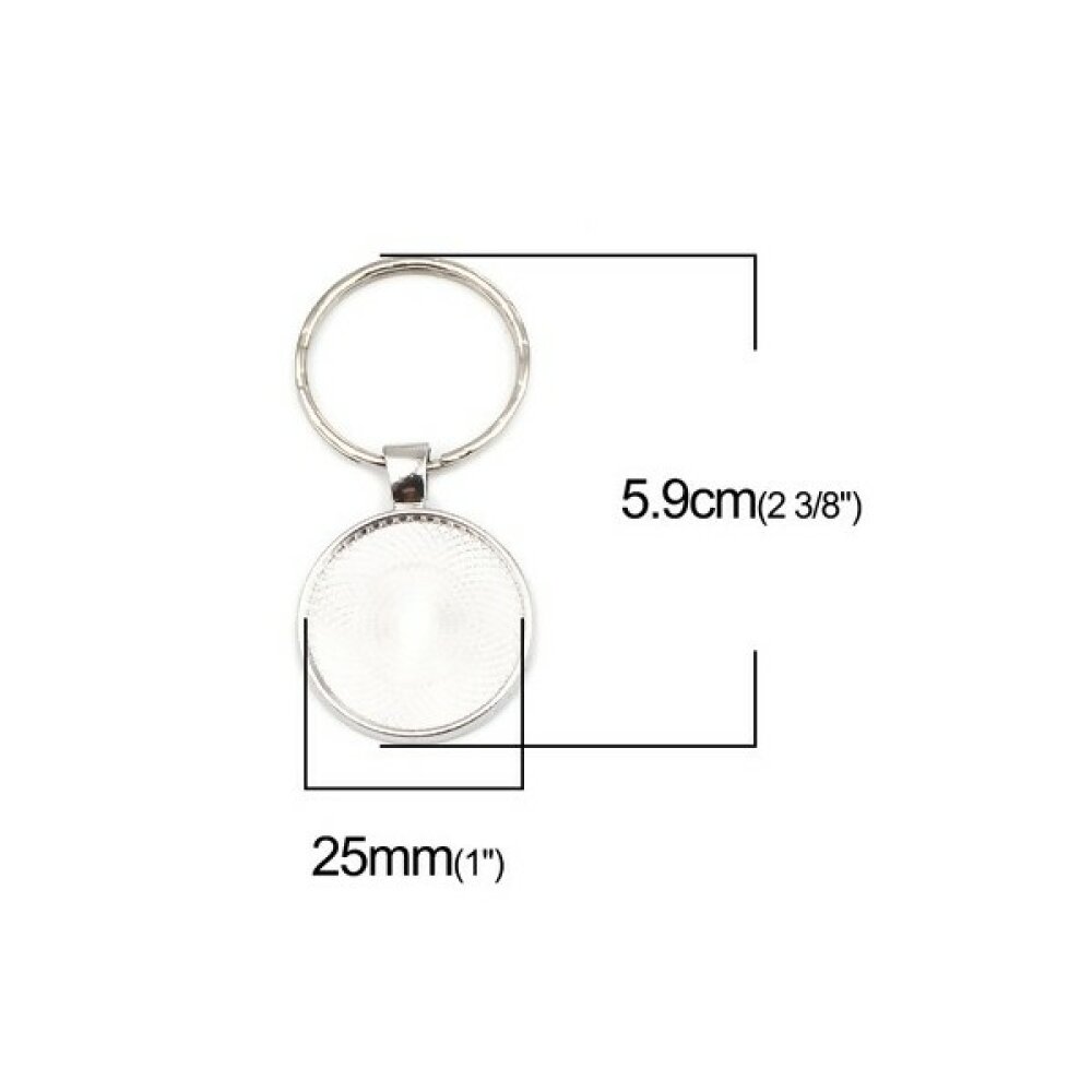 Porte clés anneau 25 mm avec chaînette à personnaliser - Acier inoxydable  304 x1 - Perles & Co