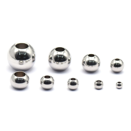 Bu11211009162728 pax 25 perles intercalaires rondes 4mm trou 2.5mm en acier inoxydable finition argent rhodié