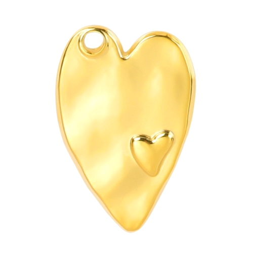 Ps11879191  pax 1 pendentif breloques coeur avec relief 24 mm en acier inoxydable 304 finition  doré