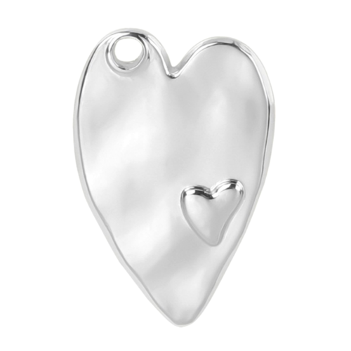 Ps11879189  pax 1 pendentif breloques coeur avec relief 24 mm en acier inoxydable 304 finition argenté