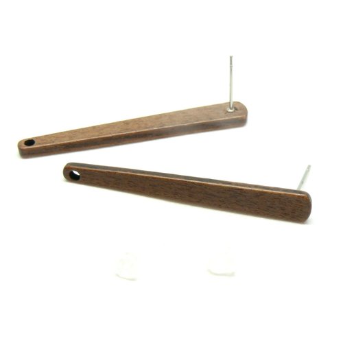 Ps11870072 pax 2 supports de boucle d'oreille puce bois tige avec attache 43 par 6mm  et embouts plastique