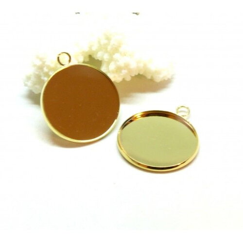 Hz03001ag pax 4 supports de pendentif 25 mm acier inoxydable 304 finition doré 18kt