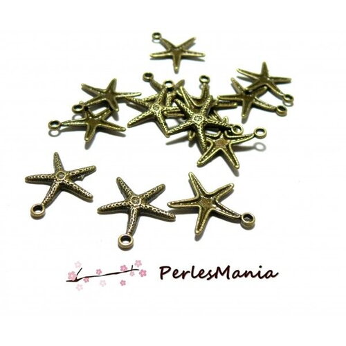 Lot de 10 pendentifs etoile de mer 2mm metal couleur bronze ref 48