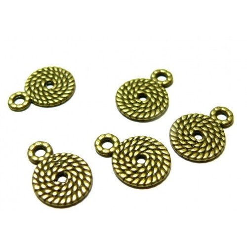 Ref 2y4730pax 25 pendentifs cordes rondes 15 mm métal finition bronze