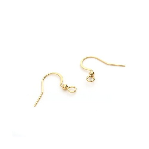 H11p22013g pax 10 boucles d'oreille crochets 19 mm acier inoxydable  316 placage doré 18kt