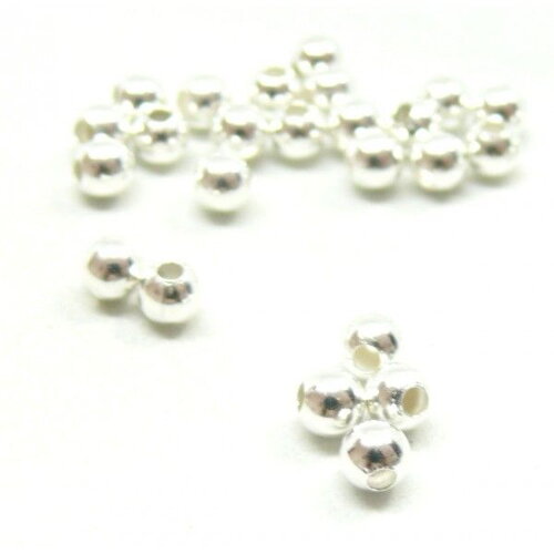 Kk0133010bs pax 40 perles intercalaires bille 3.5mm, laiton plaqué argent 925