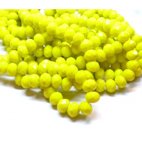 Ref 2j1658 lot 1 fil d'environ 70 perles rondelles verre facettée 8 par 6mm jaune