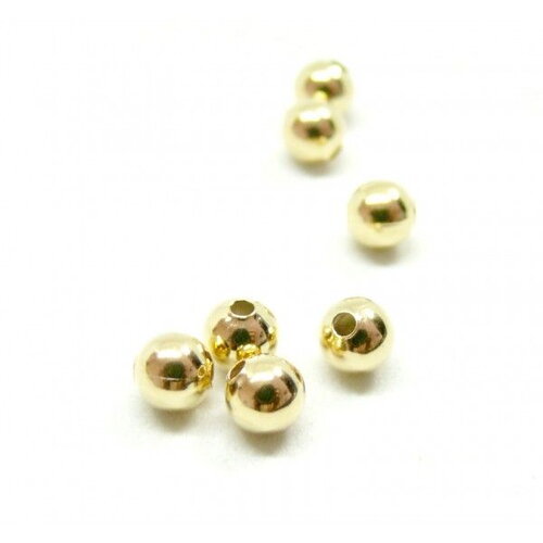 Kk0133010cg pax 40 perles intercalaires bille 4 par 3.5 trou 1.6mm mm laiton plaqué or 24kt