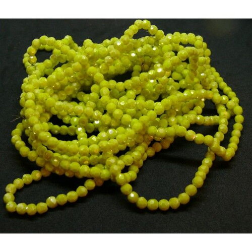 H11j130 lot 1 fil d'environ 90 perles rondes verre facettée jaune 4mm couleur fr05