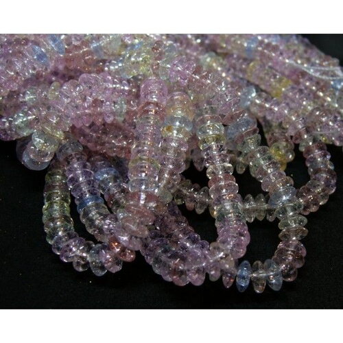 H11s192b  lot 1 fil d'environ 140 perles rondelle 6 par 3.5mm verre craquelé multicolores pastel coloris 004m