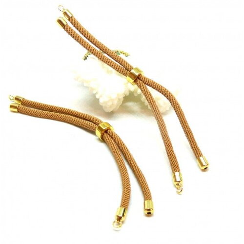 H11m025-140 pax 1 support bracelet intercalaire cordon nylon ajustable avec accroche laiton coloris café au lait