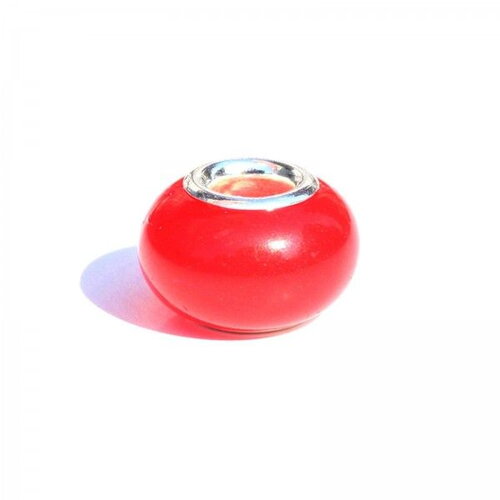 Ps11888581 pax 5 perles intercalaire résine qui s'illumine dans la nuit  14 par 9mm coloris rouge sur une base en métal argenté