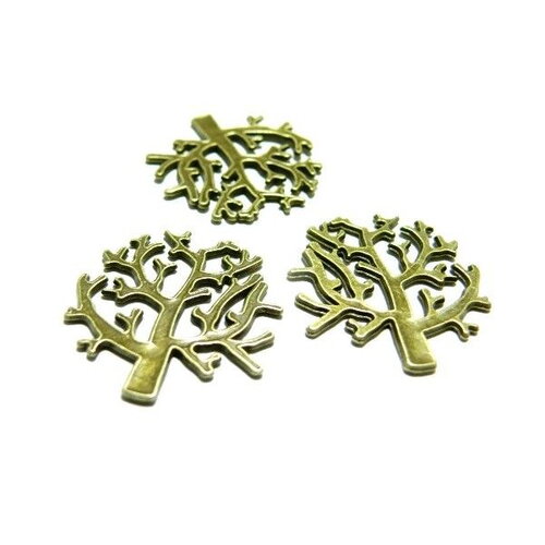 Lot de 10 pendentifs arbre 2y6308 laiton finition bronze