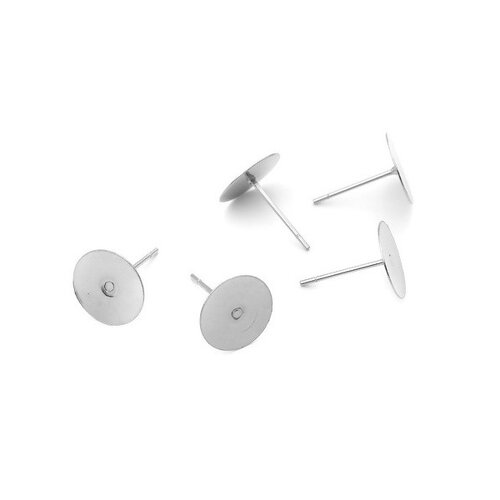 Ps1168131 pax 40 supports de boucle d'oreille 4 mm puce, clou acier inoxydable 304 et poussoirs en plastique
