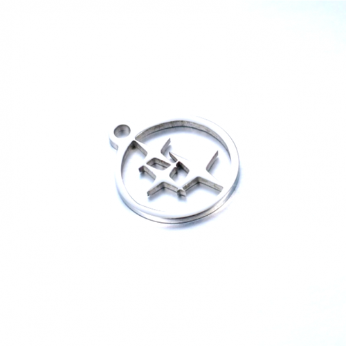 Ps11843144 pax 2 pendentifs médaillon, triple étoile  12 mm - argenté en acier inoxydable 304 - pour bijoux raffinés