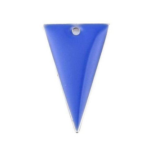 Ps11667941 pax 4 sequins résine style émaillés triangle bleu roi 22 par 13mm sur une base en métal argenté