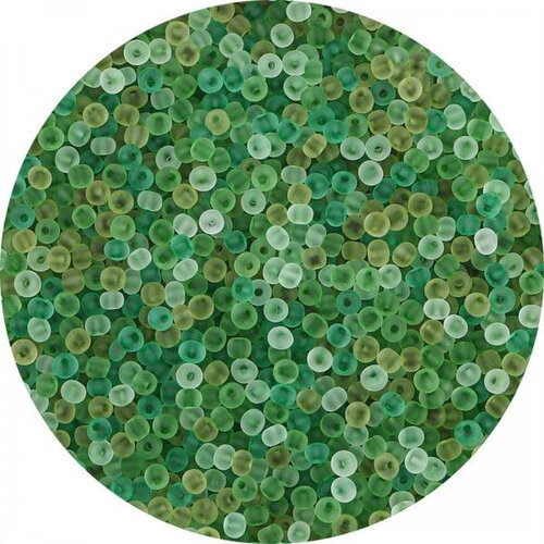 Ps11893197  pax 1 sachet d'environ 220 perles de rocaille en verre vert effet givre 10gr