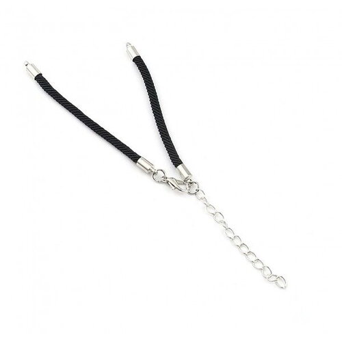 Ps11668721 pax 2 bracelets intercalaire cordon nylon avec chaine de confort laiton  finition argenté coloris noir