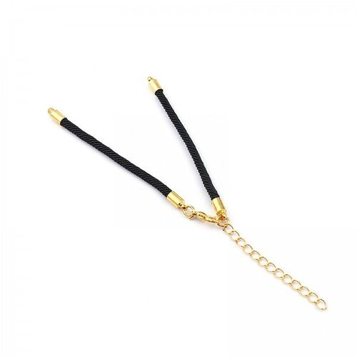 Ps11668722 pax 2 bracelets intercalaire cordon nylon avec chaine de confort laiton  finition doré coloris noir