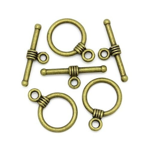 Ps1128529 pax 20 sets fermoirs t toggle metal couleur bronze 16mm, diy