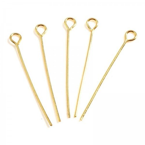 H11l238005ig pax 40 tiges clous œil 20 par 0.6 mm en acier inoxydable 304 finition doré 18kt