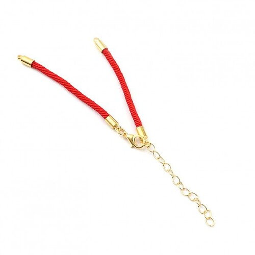 Ps11668720 pax 2 bracelets intercalaire cordon nylon avec chaîne de confort laiton  finition doré coloris rouge