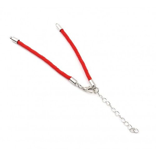 Ps11668719 pax 2 bracelets intercalaire cordon nylon avec chaîne de confort laiton  finition argenté coloris rouge