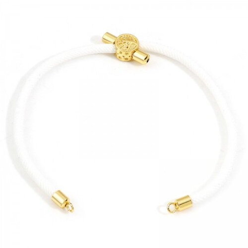 Ps11897059  pax 1 support bracelet intercalaire cordon nylon ajustable avec accroche slide arbre cuivre doré  coloris blanc