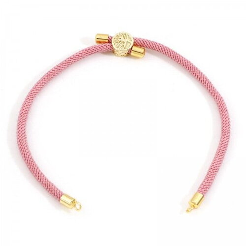 Ps11897046 pax 1 support bracelet intercalaire cordon nylon ajustable avec accroche slide arbre cuivre doré coloris rose