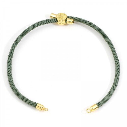 Ps11897055 pax 1 support bracelet intercalaire cordon nylon ajustable avec accroche slide arbre cuivre doré coloris vert sauge