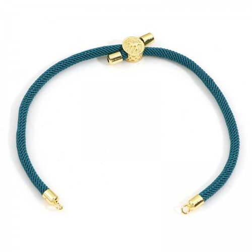 Ps11897057 pax 1 support bracelet intercalaire cordon nylon ajustable avec slide arbre cuivre doré coloris vert émeraude