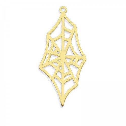 Ps11846647 pax 1 pendentif toile d'araignée, halloween 38mm acier inoxydable 304 finition placage doré