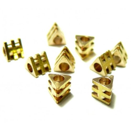 Ps1166765 pax 25 perles intercalaires passants triangle pyramide 3d 4mm cuivre finition doré