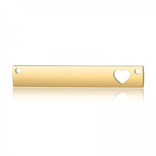 Ps11708894 pax 1 connecteur rectangle avec coeur 36mm plaque à personnaliser avec poinçons acier inoxydable 304 finition doré