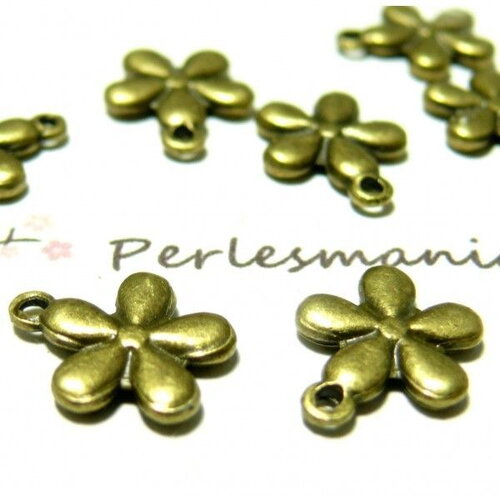 Ref 84 - pax 10 pendentifs jolie fleur bronze