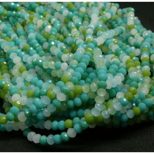 H11t00607 lot 1 fil d'environ 190 perles - rondelles - verre facettée 3 par 2mm coloris a02