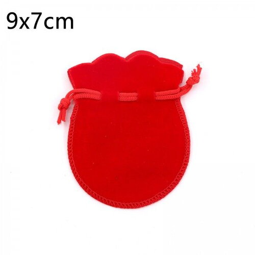 Ps11534411 pax 4 pochettes pochons sachets cadeaux velours forme bourse rouge 90 par 70mm