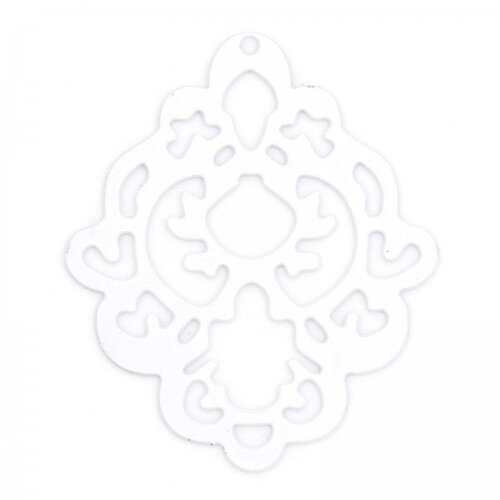 Ps11886956 pax 4 estampes pendentif filigrane arabesque 43mm métal finition blanc