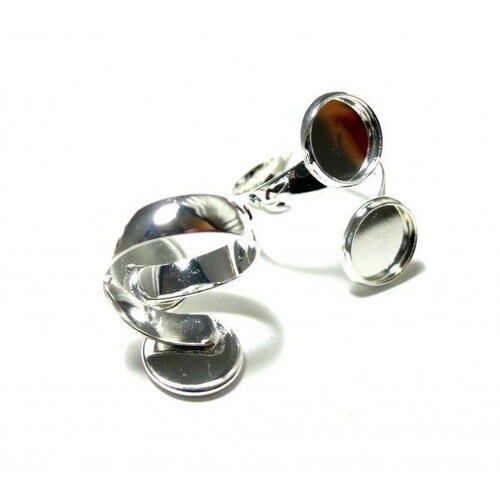Copy of 170420140753 pax 5 supports bague 10mm double cabochons metal couleur argent platine