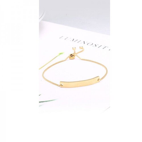 Bu11210408163527 pax 1 bracelet réglable médaillon rectangle à personnaliser avec poinçons  acier inoxydable 304 doré