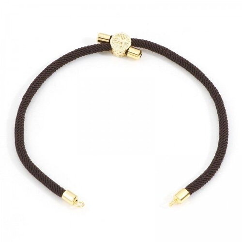Ps11897045 pax 1 support bracelet intercalaire cordon nylon ajustable avec accroche slide arbre cuivre doré coloris marron